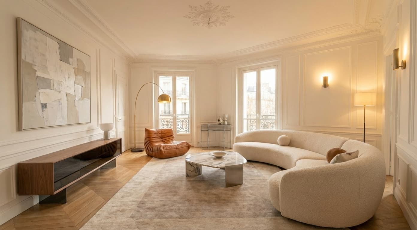 Pièce décorée style Moderne — Salon