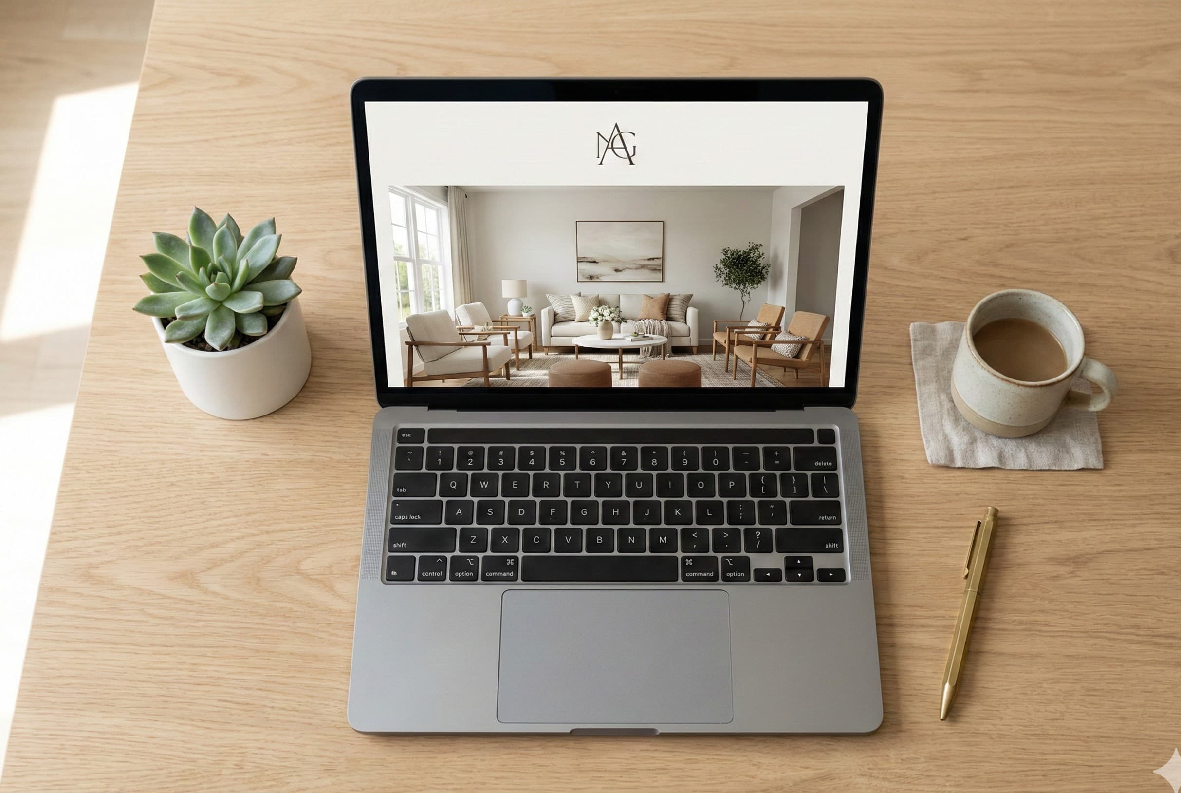 Écran d'ordinateur affichant une proposition d'ambiance en marque blanche, avec le logo de l'agence