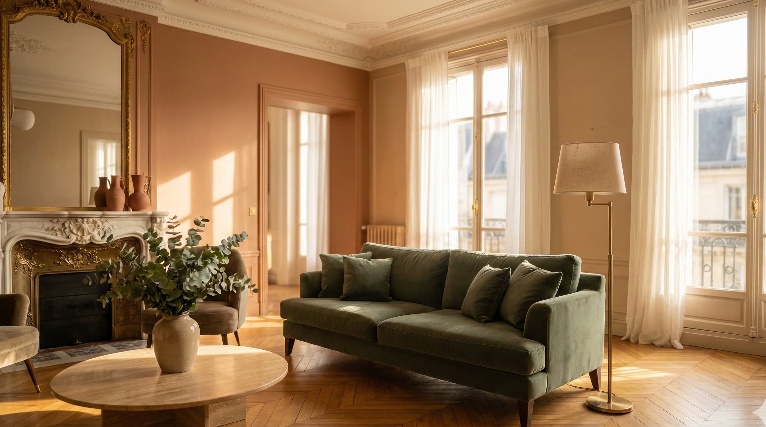 Salon parisien haut de gamme décoré par un architecte d'intérieur